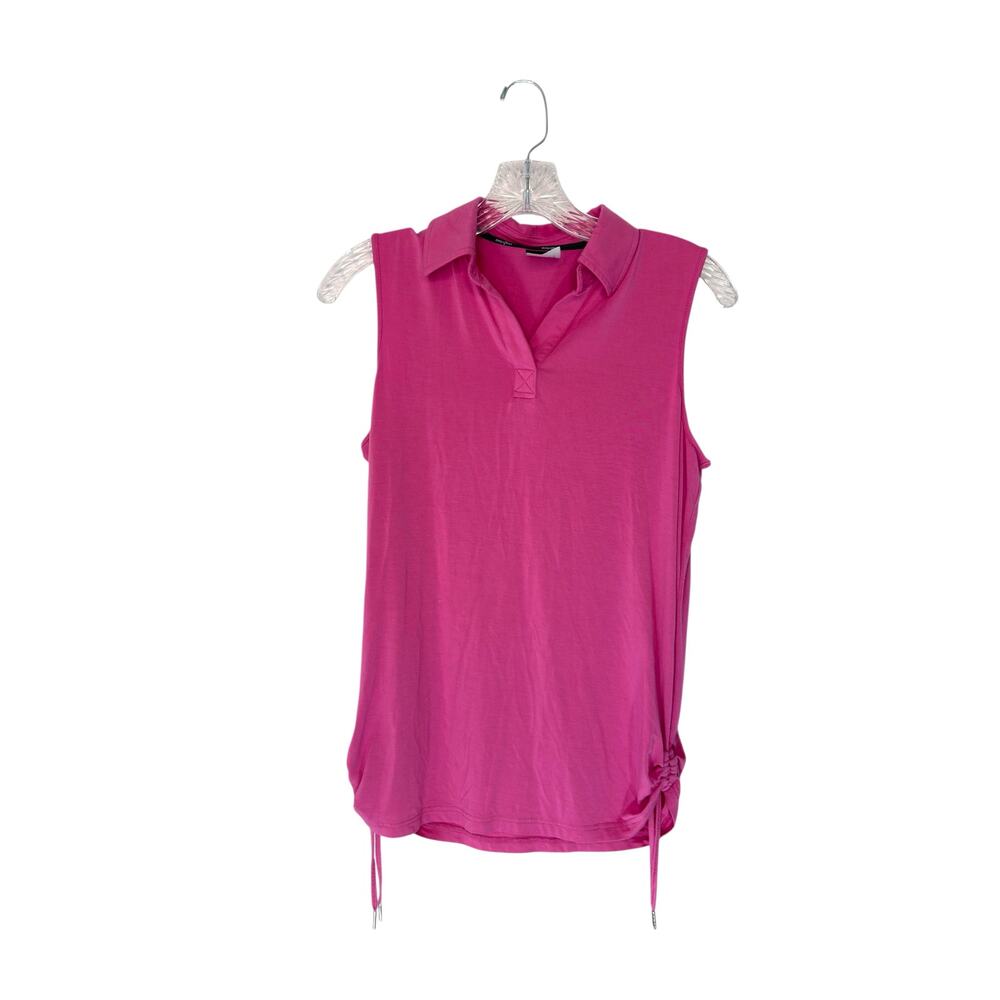 Belyn Key Shirt Pink Ruched Sleeveless Golf Lightweight Stretch Basic Small
